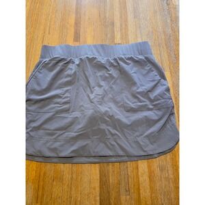 Peace & Pearls Women Large Brown Woven Flat Front Elastic Waist Pocket Skort